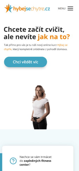 Webové stránky HýbejSeChytře.cz na mobilu