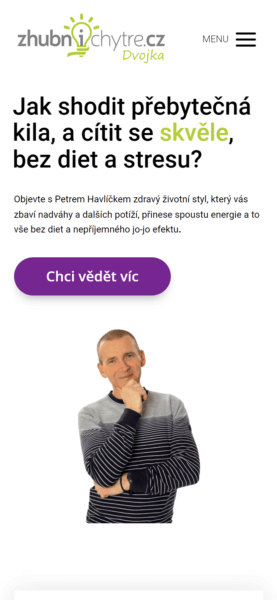 Web ZhubniChytře.cz na mobilním rozlišení