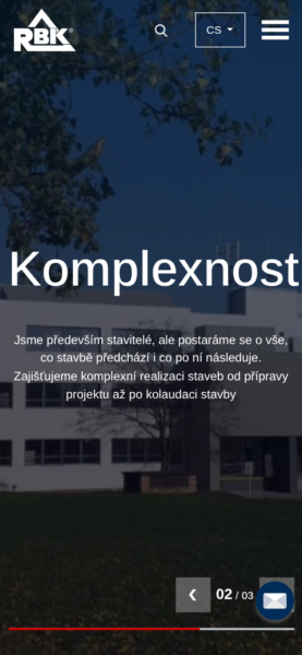 Stavební společnost RBK – webové stránky na mobilu